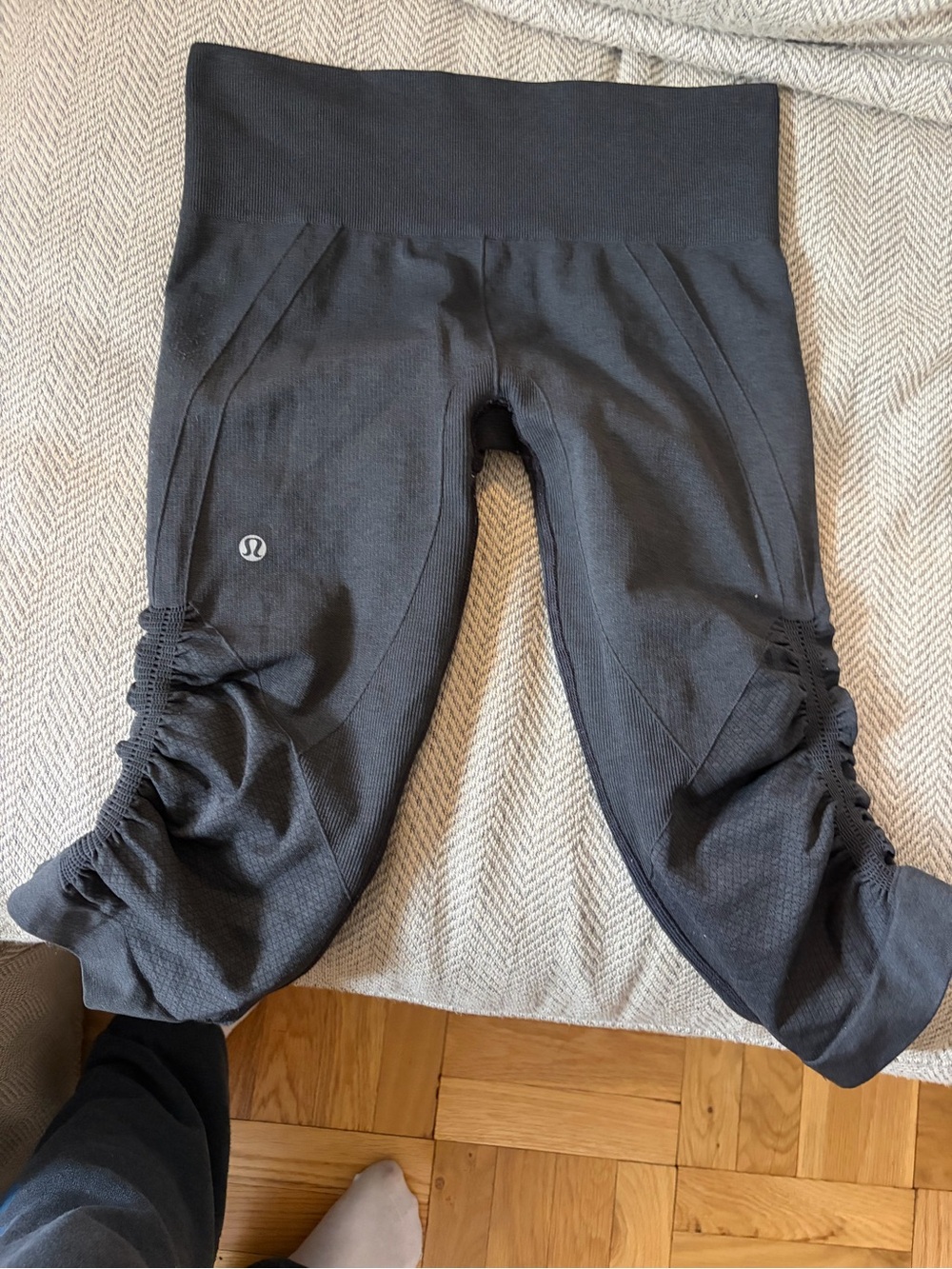 lululemon athletica Black Ruched Capri Leggings